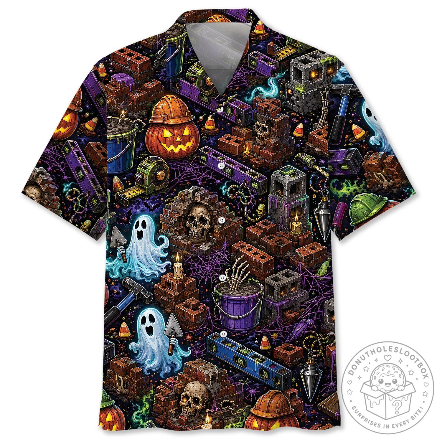 Spooky Halloween Bricklayer Essentials Hawaiian Shirt for Men