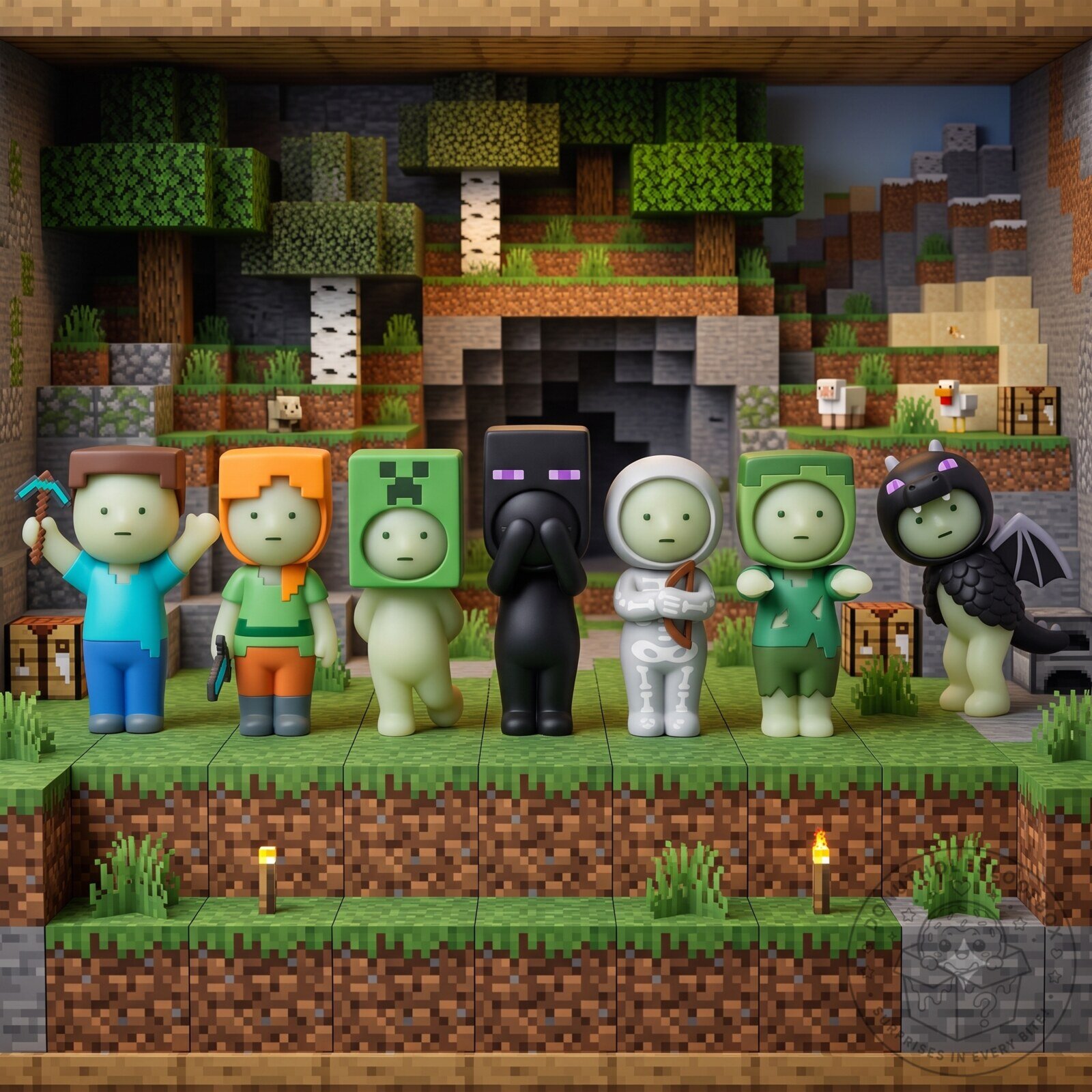 Minecraft Smiski Figures – Glow-in-the-Dark Gaming Collectibles Minecraft Character Inspired Display Minecraft Smiski Glow-in-the-Dark Character Figures – Gaming Collectibles – image 3 of 4