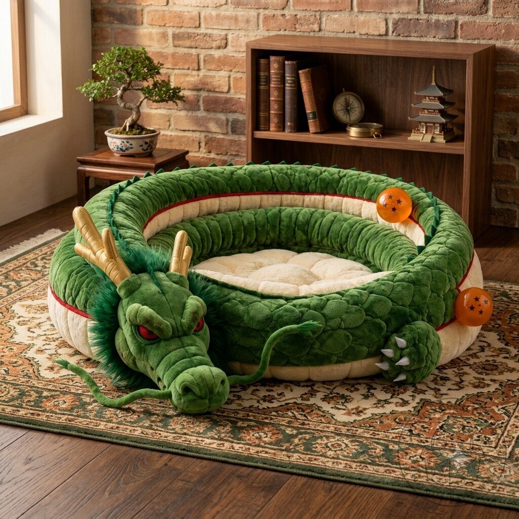 Dragon Ball Z Shenron Dragon Dog Bed Shenron Dragon Ball Z Pet Bed - Plush Anime Dog Cushion – image 2 of 3