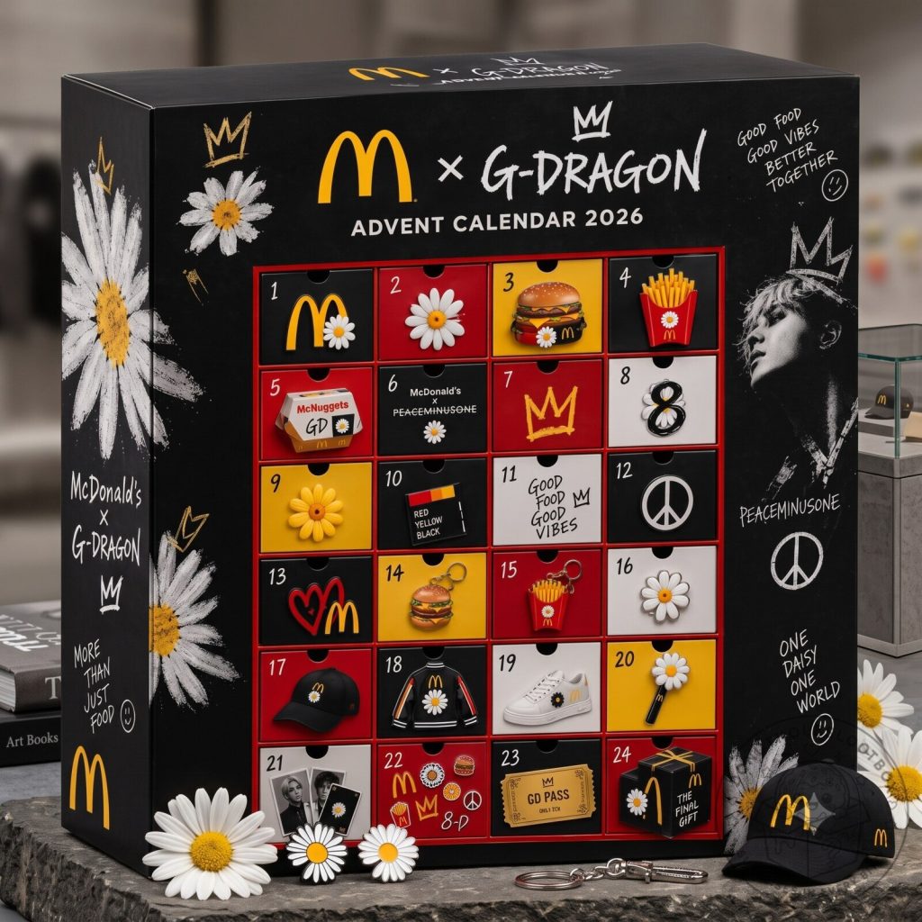 McDonald’s x G-Dragon Advent Calendar 2026 – 24 Days K-Pop Peaceminusone Flat Acrylic Pendants Box