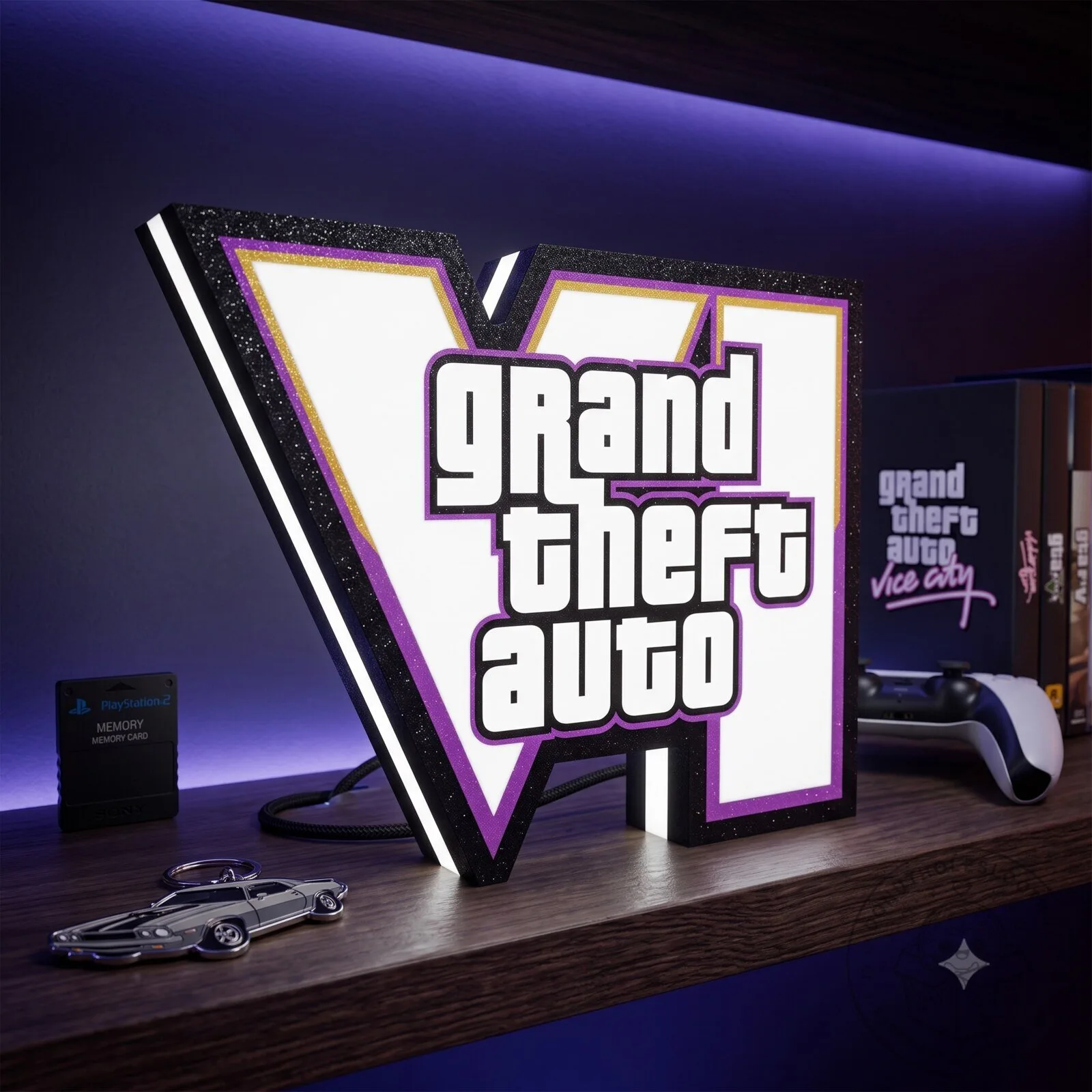 GTA 6 LED Light Box – Vice City Gaming Room Decor