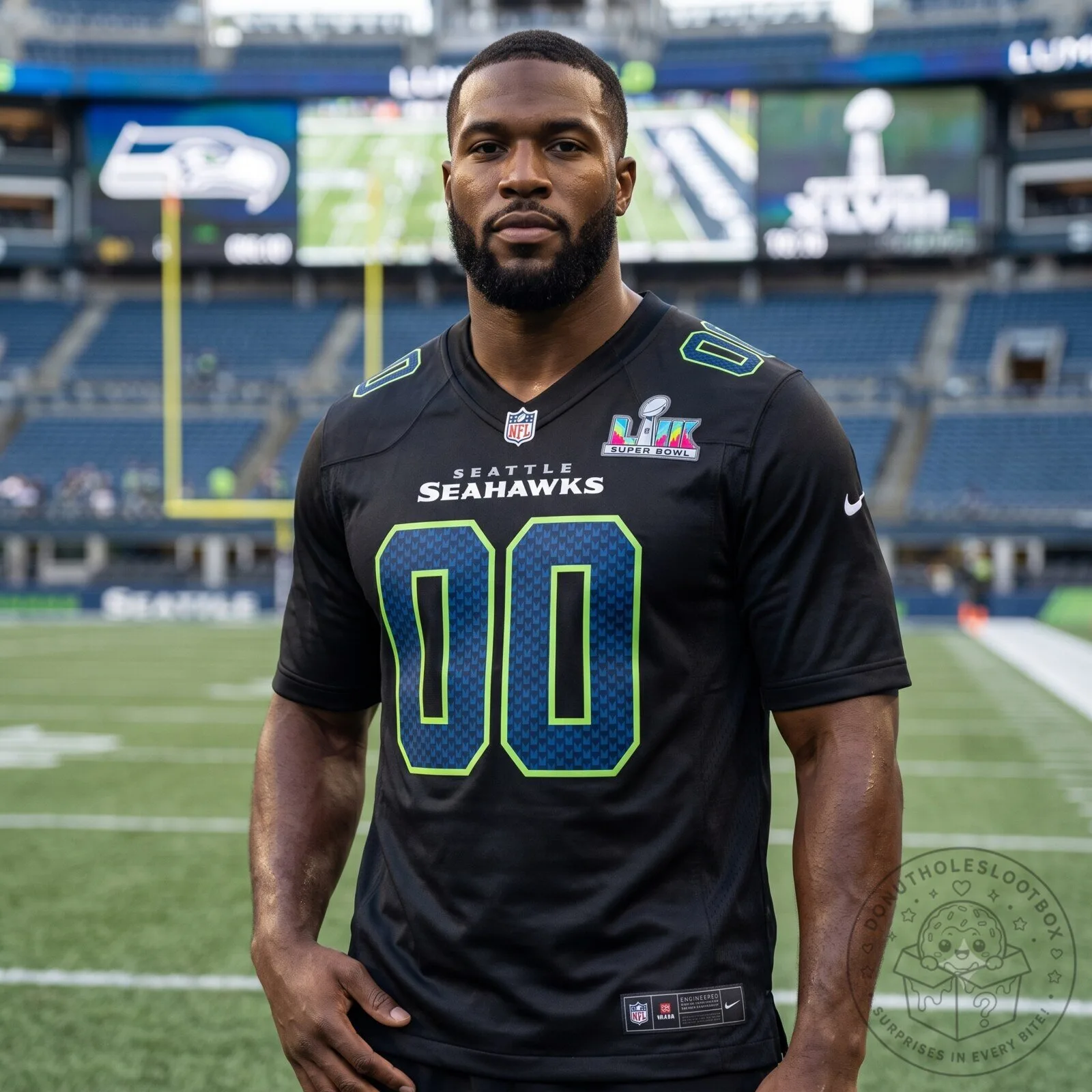 Seattle Seahawks Super Bowl Lx 50th Anniversary Patch Custom Football Jersey
