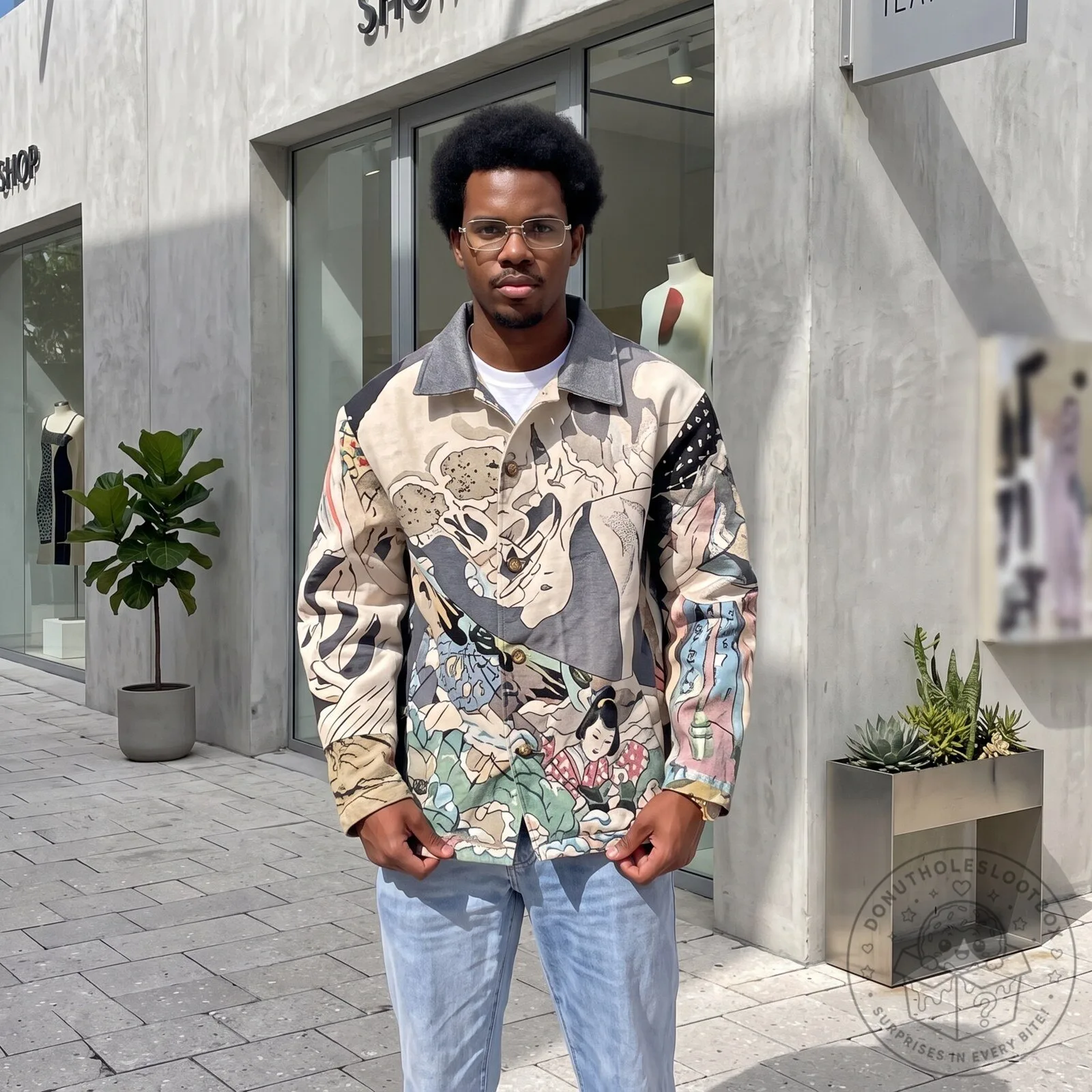 Rebel Vengeance Ukiyo Woven Tapestry Skeleton Samurai Graphic Jacket Streetwear
