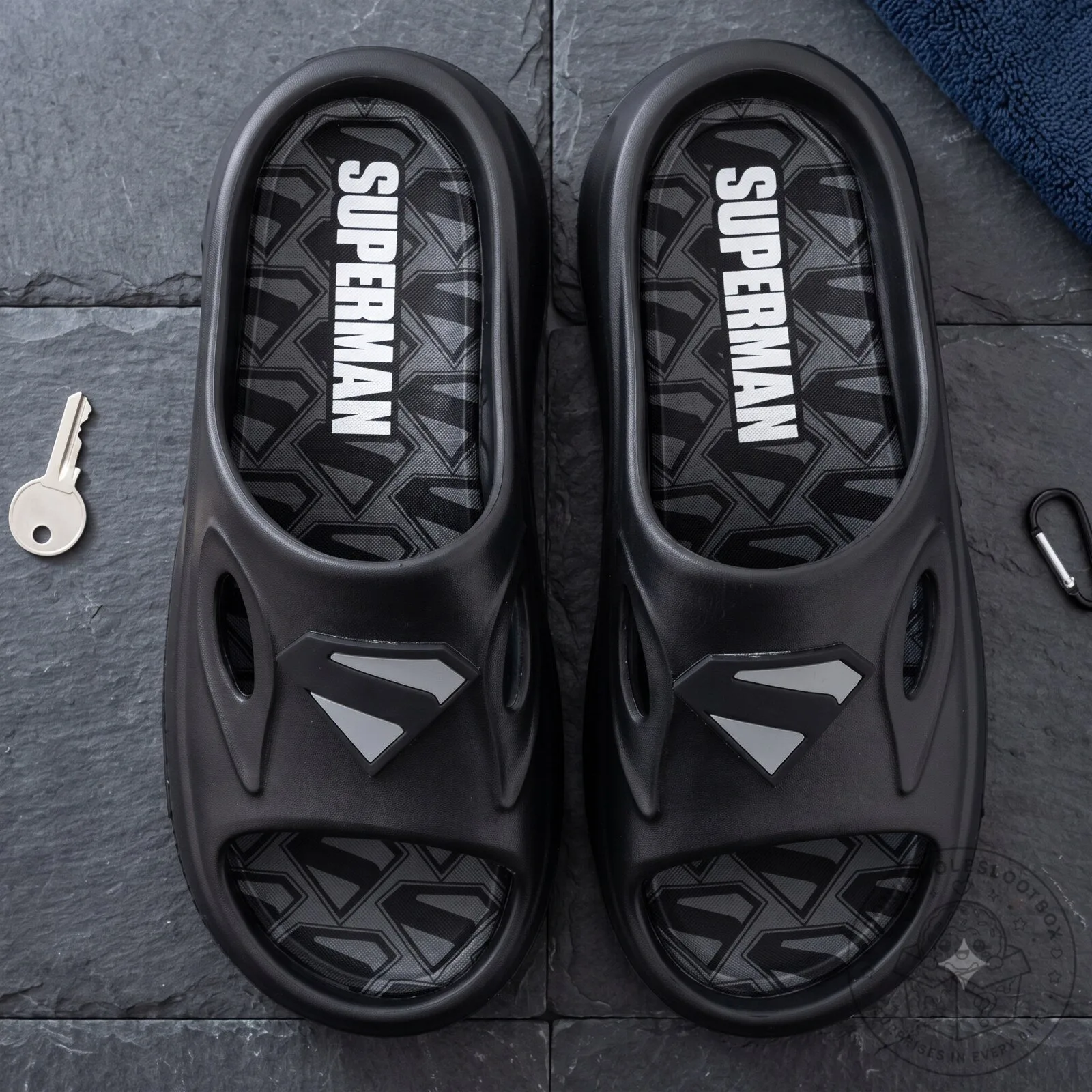 Superman Double Buckle Slide Sandals