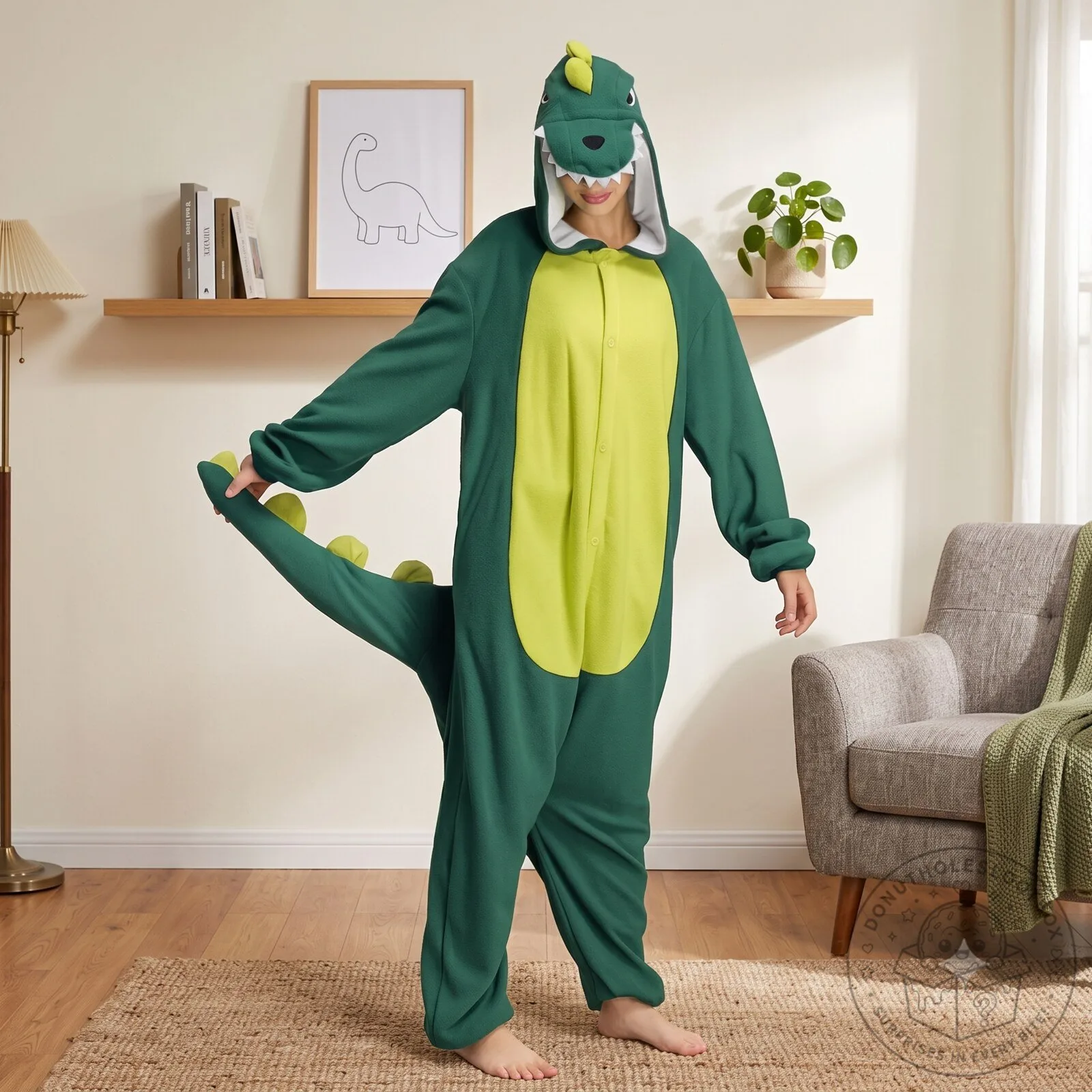 Cute Dinosaur Onesie Hooded Triceratops T Rex Halloween Costume