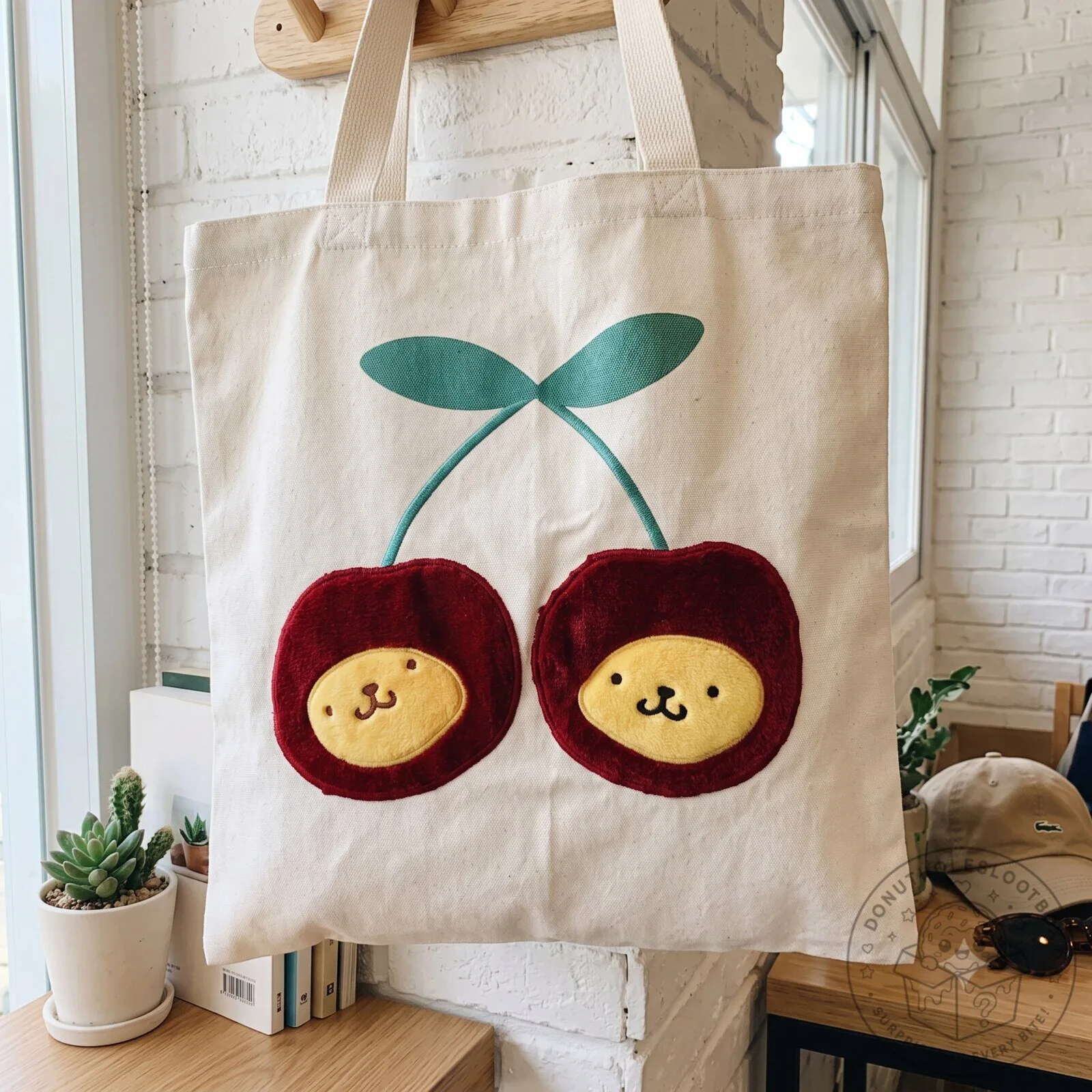 Cherry-print canvas tote bag 4 Cherry-print canvas tote bag