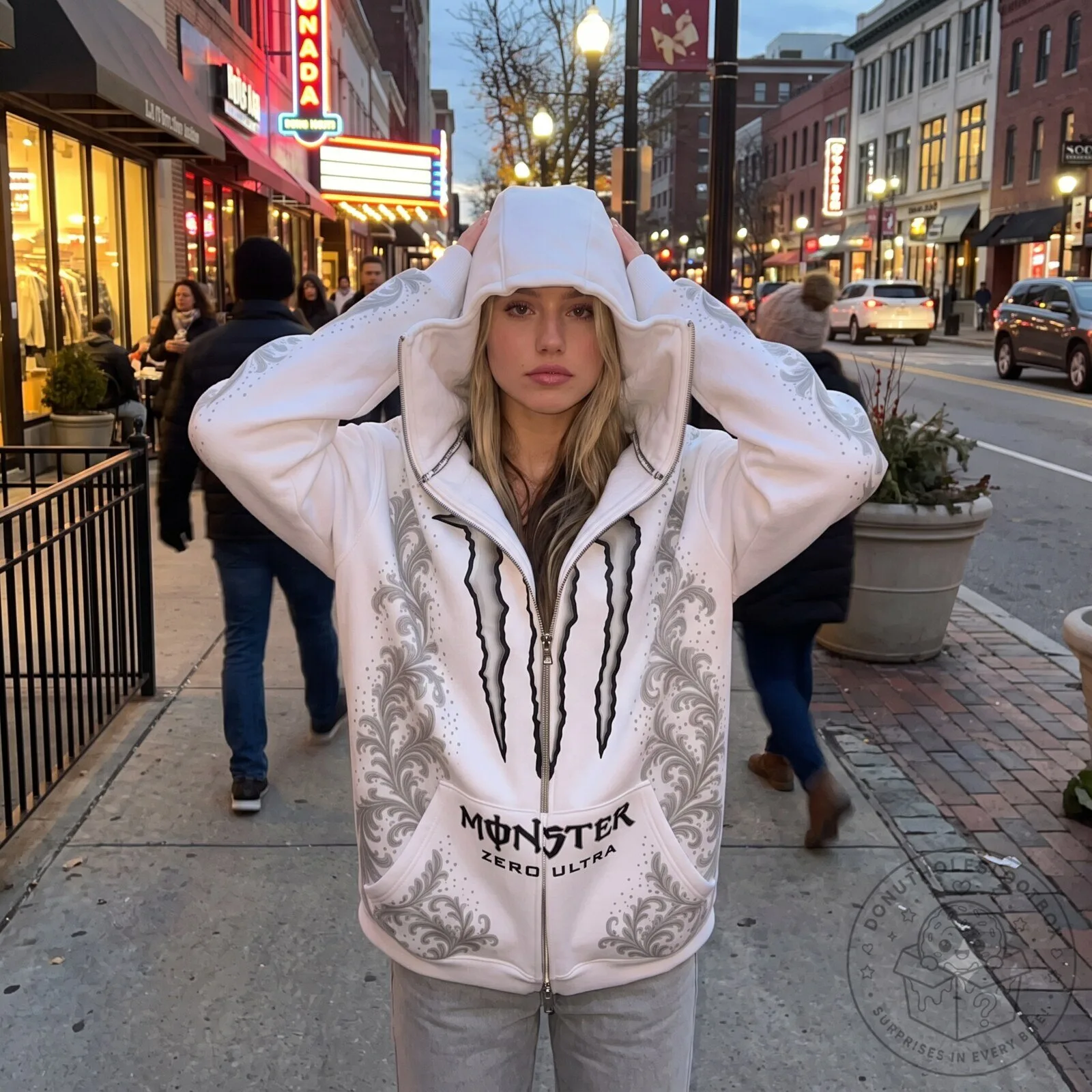 Monster Energy Zero Ultra Hoodie – White Paisley Full Zip Masked Hoodie 5 Monster Energy Zero Ultra Hoodie – White Paisley Full Zip Masked Hoodie