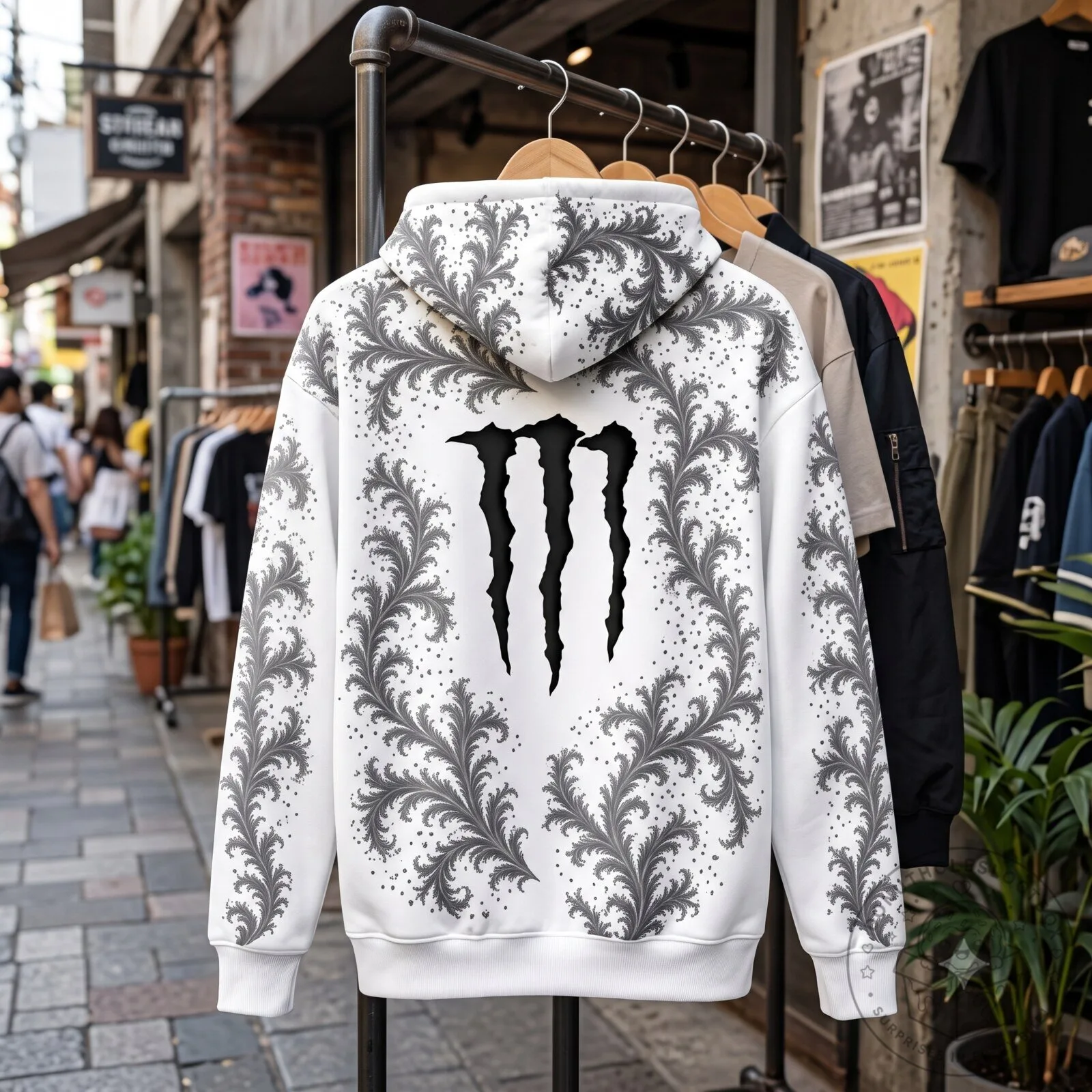 Monster Energy Zero Ultra Hoodie – White Paisley Full Zip Masked Hoodie 6 Monster Energy Zero Ultra Hoodie – White Paisley Full Zip Masked Hoodie