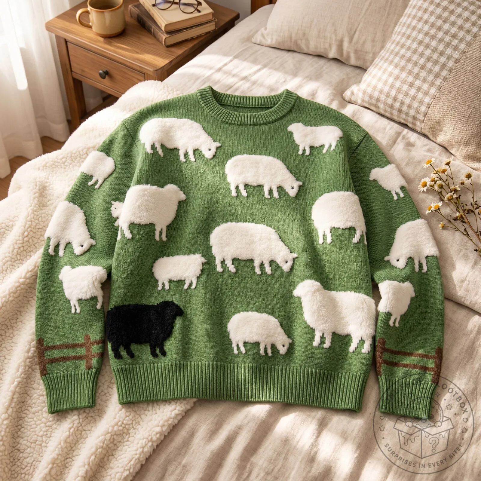 Black Sheep Sweater Green Knitted Crewneck Jumper