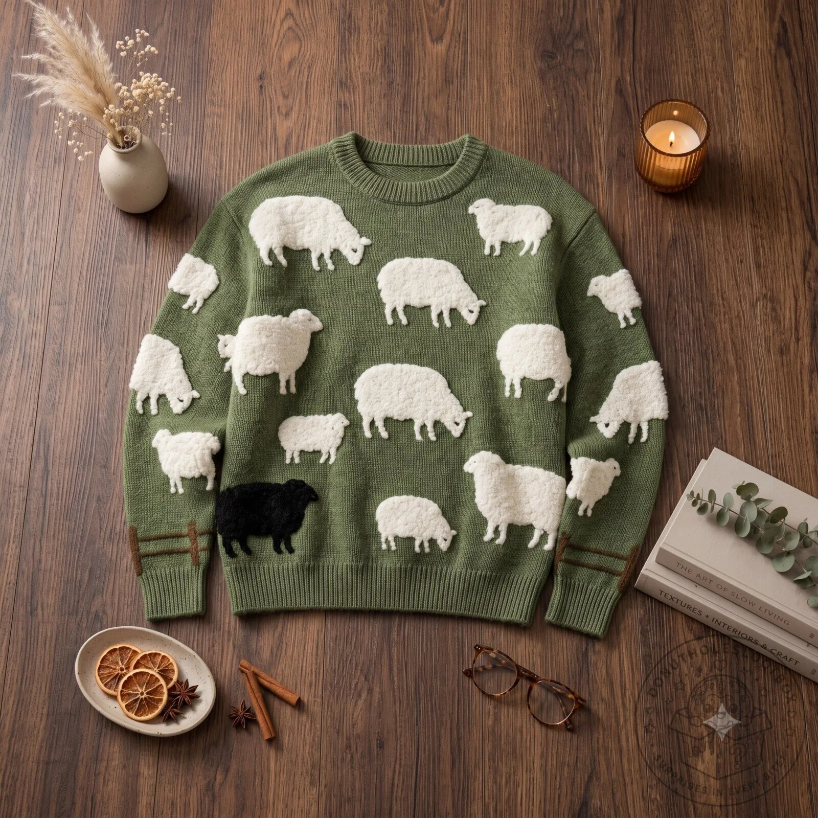 Black Sheep Sweater Green Knitted Crewneck Jumper 6 Black Sheep Sweater Green Knitted Crewneck Jumper