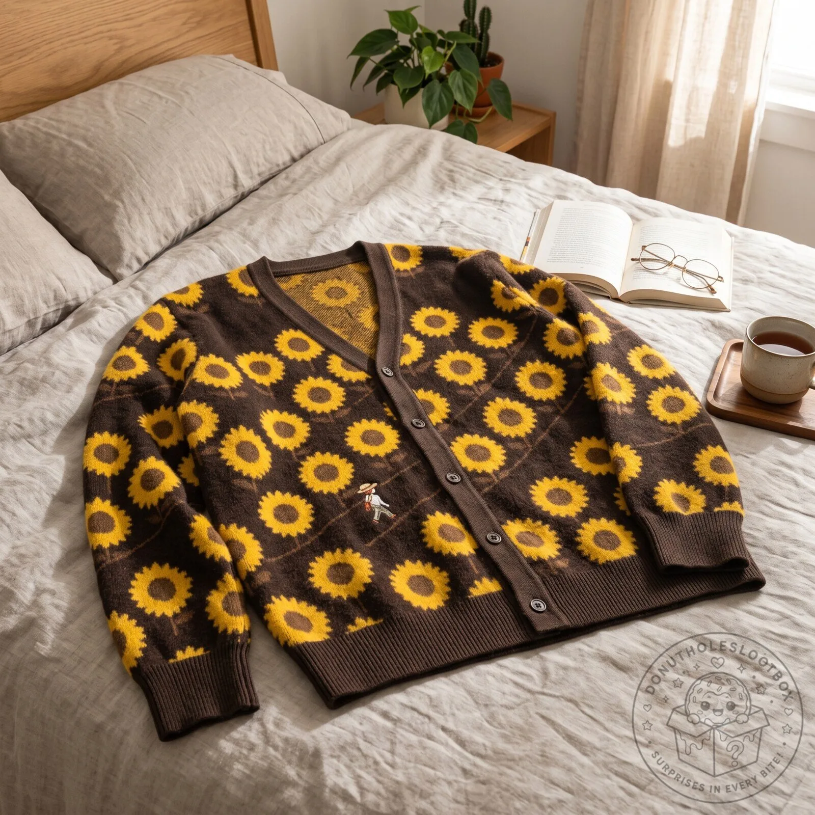 Sunflower Field Brown Vintage Knit Cardigan 5 Sunflower Field Brown Vintage Knit Cardigan