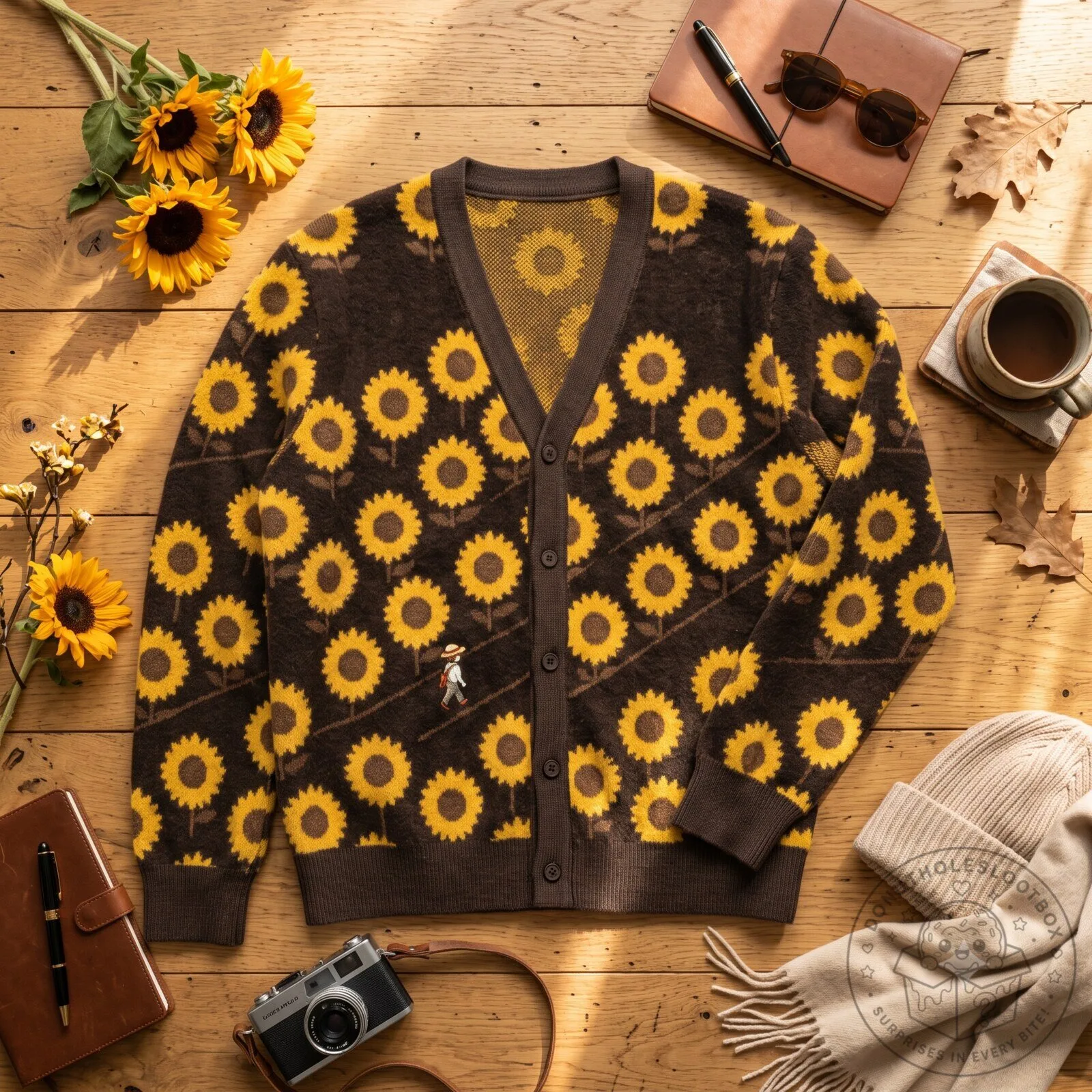 Sunflower Field Brown Vintage Knit Cardigan 6 Sunflower Field Brown Vintage Knit Cardigan
