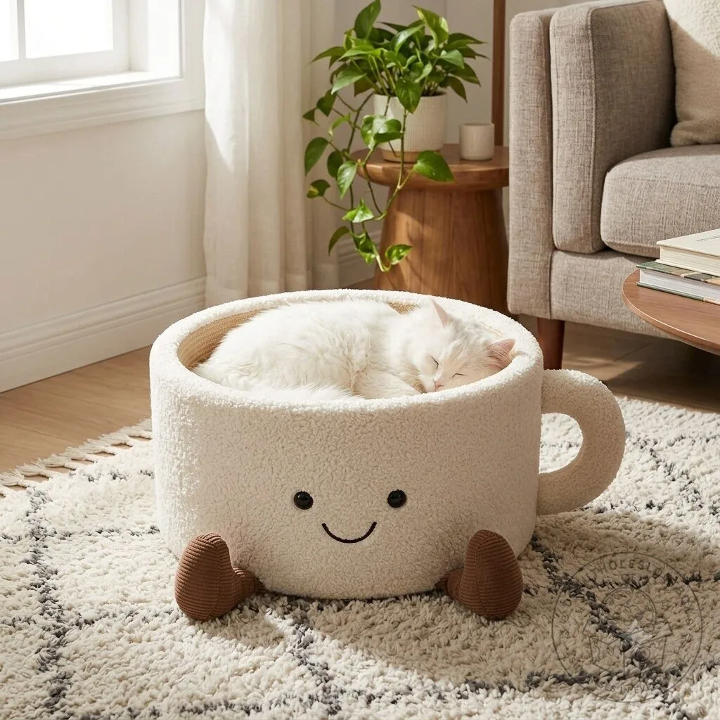 Coffee Cup Cat Bed – Cosy Plush Enclosed Pet Nest 2026 5 Coffee Cup Cat Bed – Cosy Plush Enclosed Pet Nest 2026