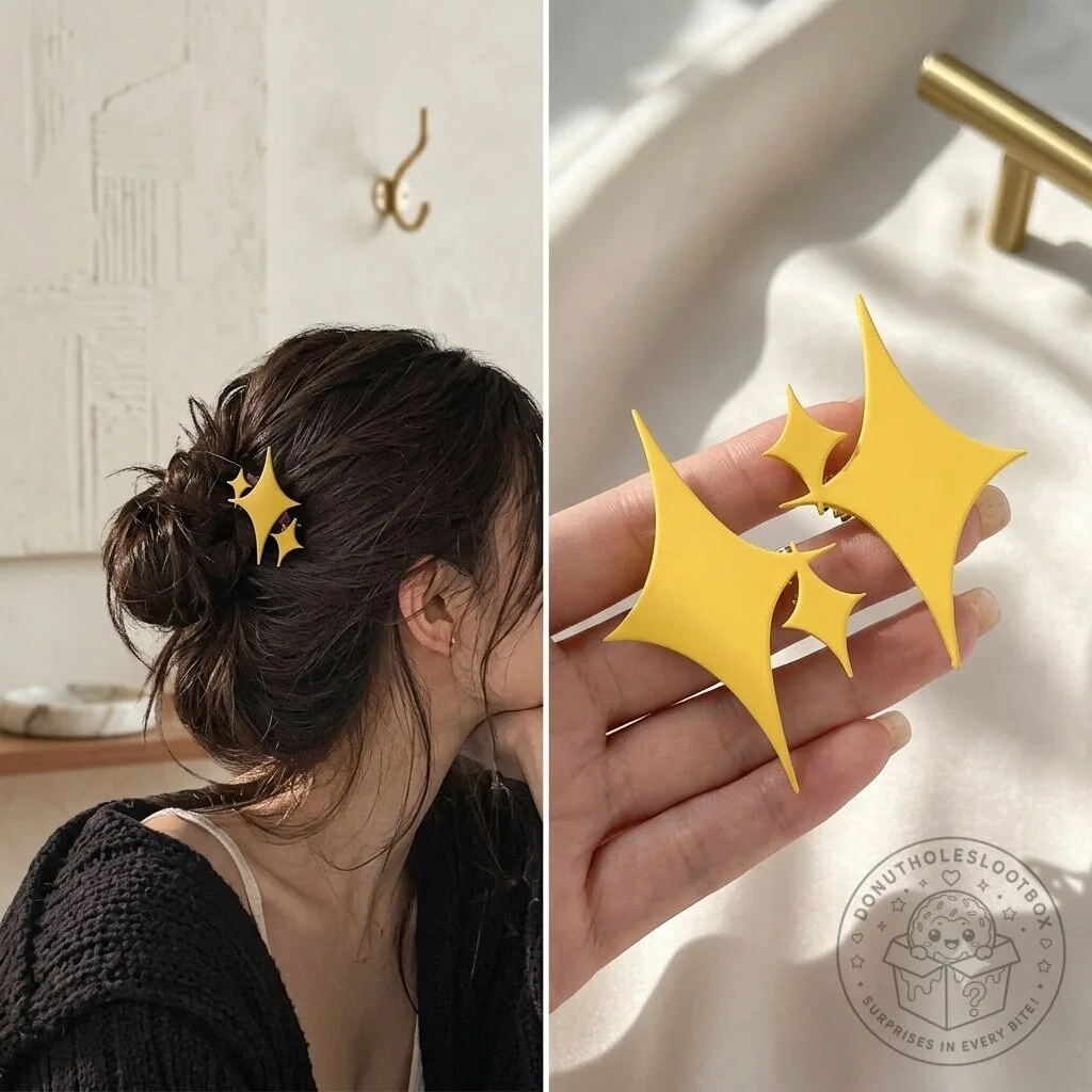 gold-colored star-shaped hair clip (sparkle star style)