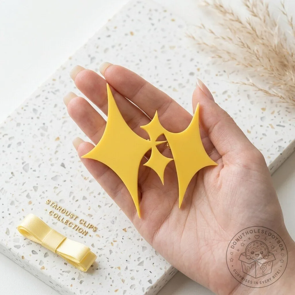 gold-colored star-shaped hair clip (sparkle star style) 4 gold-colored star-shaped hair clip (sparkle star style)