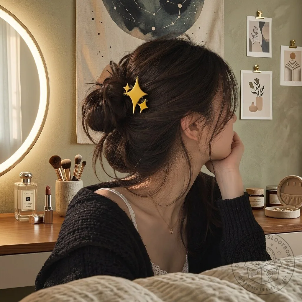 gold-colored star-shaped hair clip (sparkle star style) 5 gold-colored star-shaped hair clip (sparkle star style)